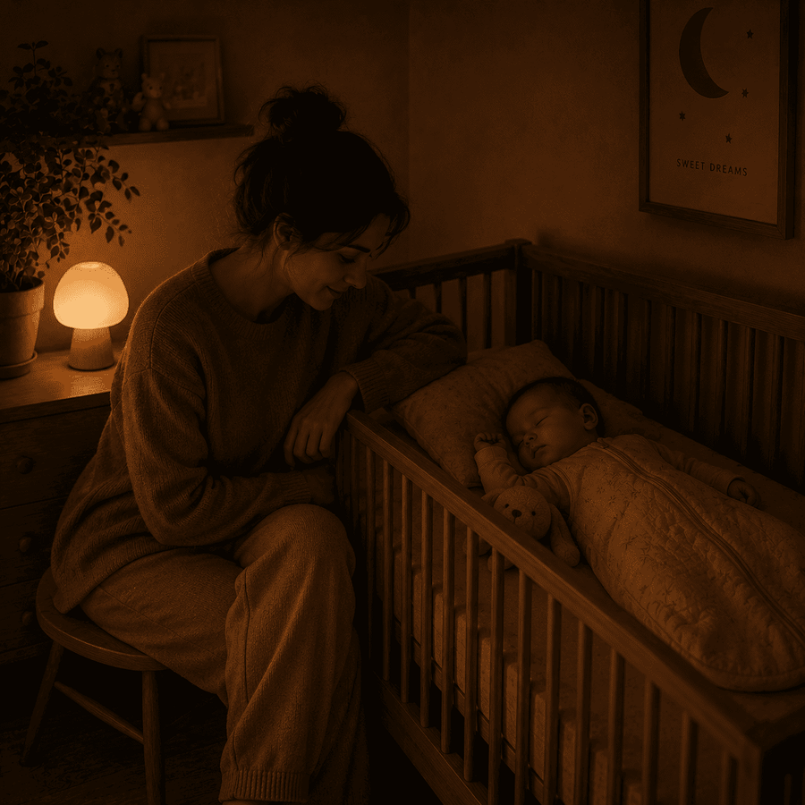 Mutter mit Baby während der Abendroutine
